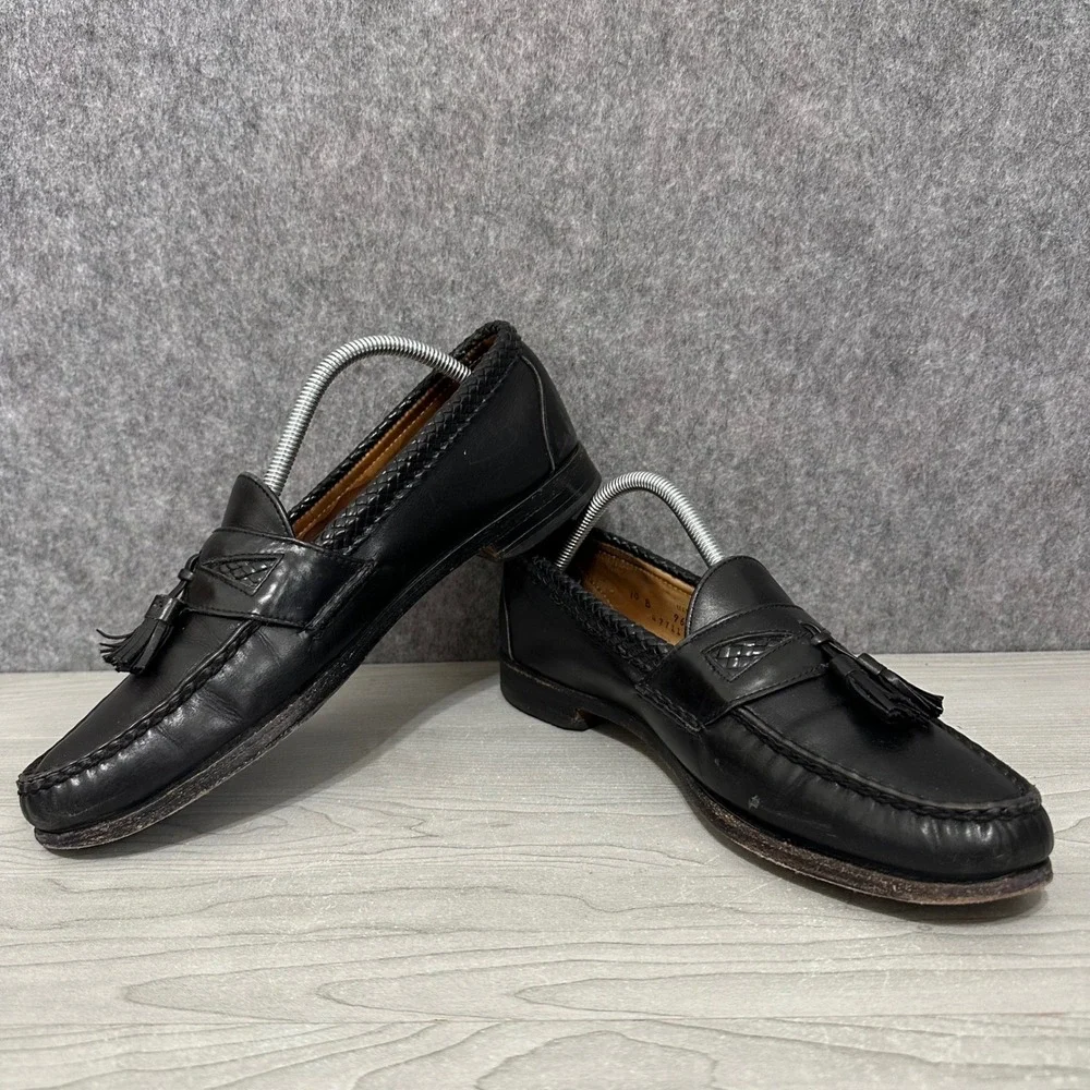 Allen Edmonds Maxfield Loafers Mens 10 Black Tassel‎ Woven Leather Dress Shoes
